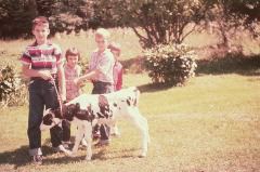 Stevie, Suzie, Johnny, Jeannie, with cow